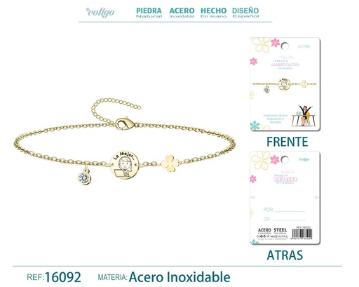 [16092] Pulsera dorada de acero para "Mejor Administrativa" - Bisutería para regalos de profesión