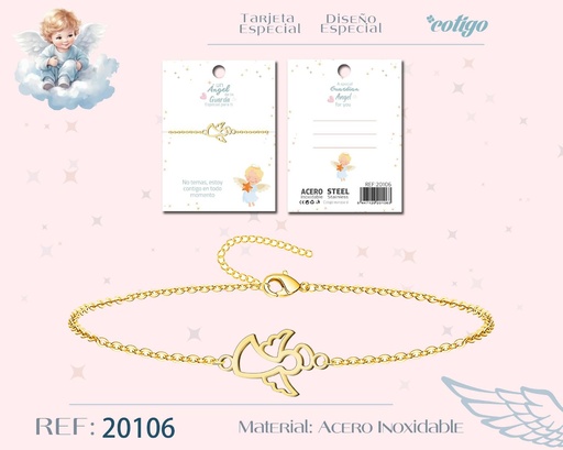 [20106] Pulsera de acero Ángel de la Guarda - Bisutería para regalos Ángeles