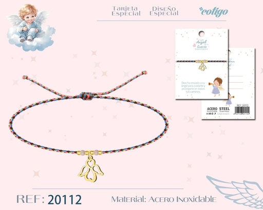 [20112] Pulsera de acero Ángel de la Guarda - Bisutería para regalos Ángeles