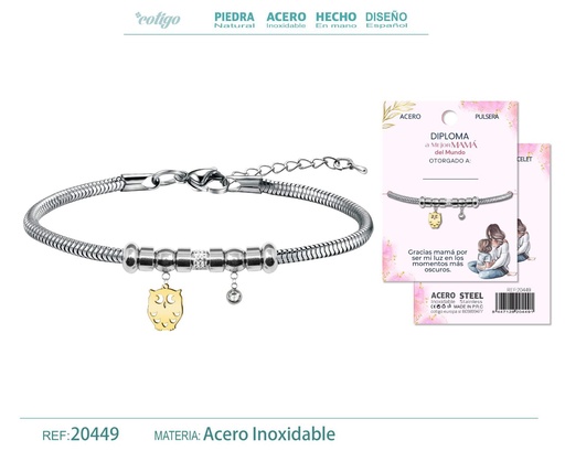 [20449] Pulsera de acero con diploma para Mejor Mamá - Bisutería de reconocimiento