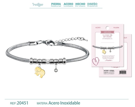 [20451] Pulsera de acero con diploma para Mejor Tía - Bisutería de reconocimiento