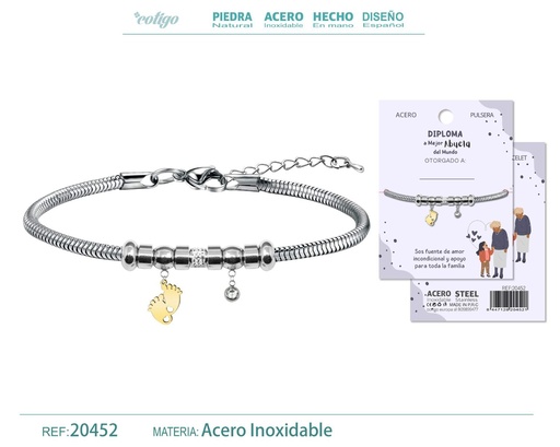 [20452] Pulsera de acero con diploma para Mejor Abuela - Bisutería de reconocimiento