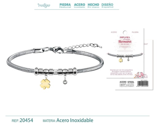 [20454] Pulsera de acero con diploma para Mejor Hermana - Bisutería de reconocimiento