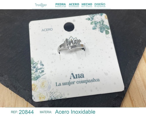 [20844] Anillo de acero con nombre "Ana" color plateado - Anillos personalizados