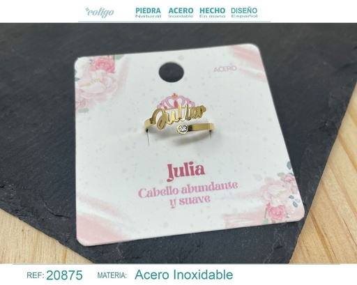 [20875] Anillo de acero con nombre "Julia" color dorado - Anillos personalizados