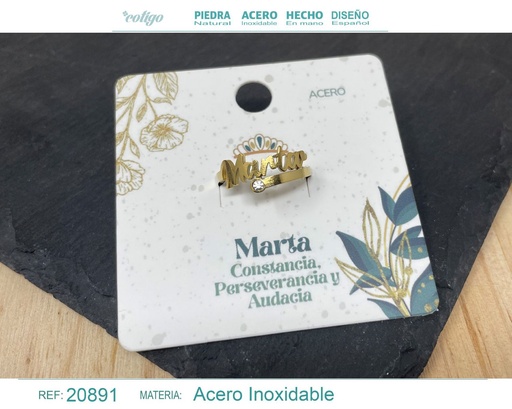 [20891] Anillo de acero dorado "Marta" - Joyas y accesorios