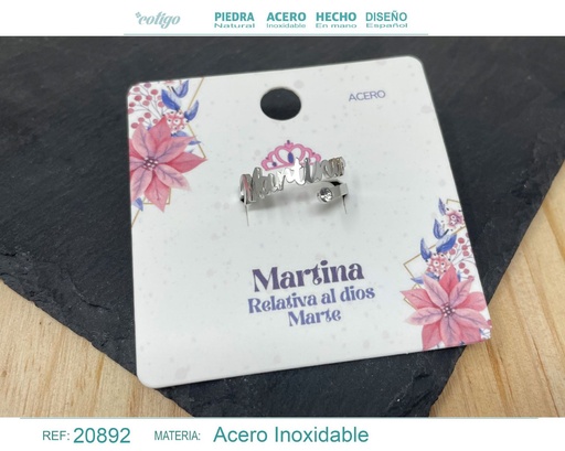 [20892] Anillo de acero plateado "Martina" - Joyas y accesorios