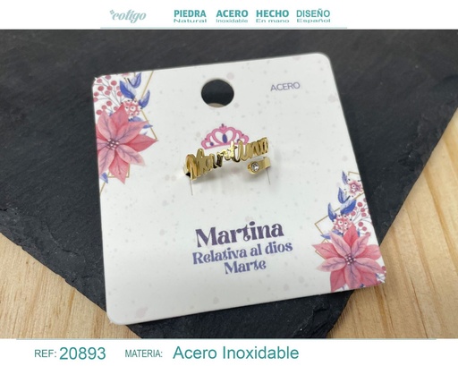 [20893] Anillo de acero dorado "Martina" - Joyas y accesorios