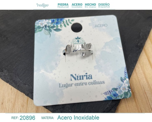 [20896] Anillo de acero plateado "Núria" - Joyas y accesorios