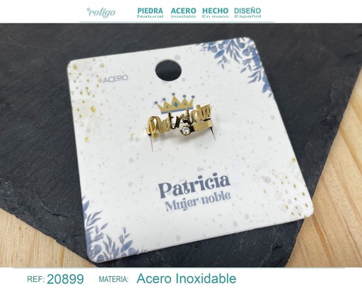 [20899] Anillo de acero dorado "Patricia" - Joyas y accesorios