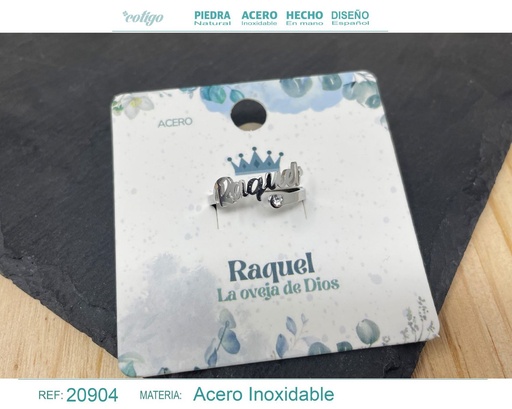 [20904] Anillo de acero plateado "Raquel" - Joyas y accesorios