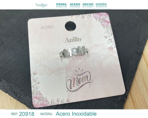 [20918] Anillo de acero plateado "para Mamá" - Joyas con significado