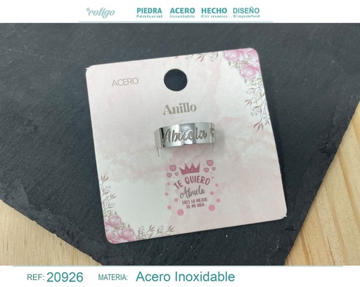 [20926] Anillo de acero plateado "para Abuela" - Joyas con significado