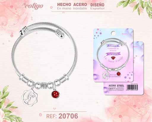 [20706] Brazalete de acero para mes de nacimiento Enero - Joyería personalizada por meses