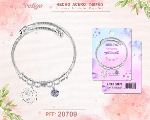 [20709] Brazalete de acero para mes de nacimiento Abril - Joyería personalizada por meses