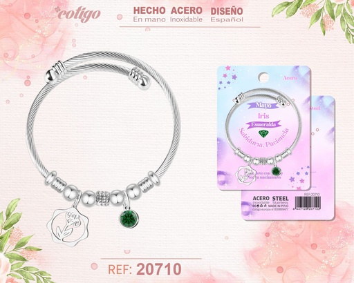 [20710] Brazalete de acero para mes de nacimiento Mayo - Joyería personalizada por meses