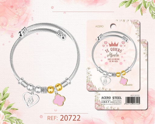 [20722] Brazalete de acero para abuela - Joyería personalizada para abuelas