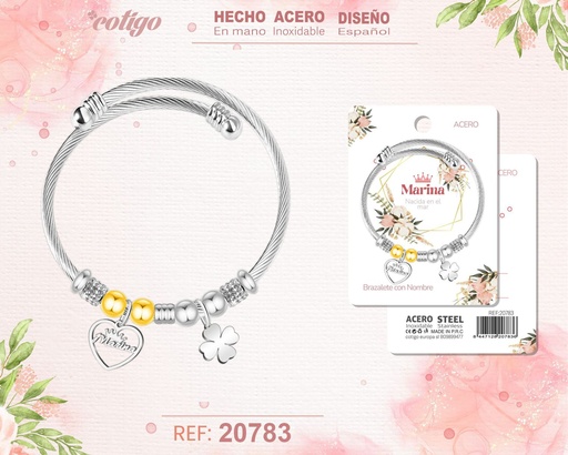 [20783] Brazalete de acero con nombre: Marina - Joyería personalizada con nombres