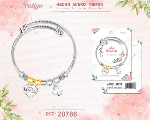 [20786] Brazalete de acero con nombre: Natalia - Joyería personalizada con nombres