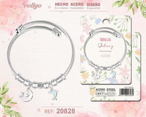 [20828] Brazalete de acero con diseño de bruja - Joyería y accesorios de moda