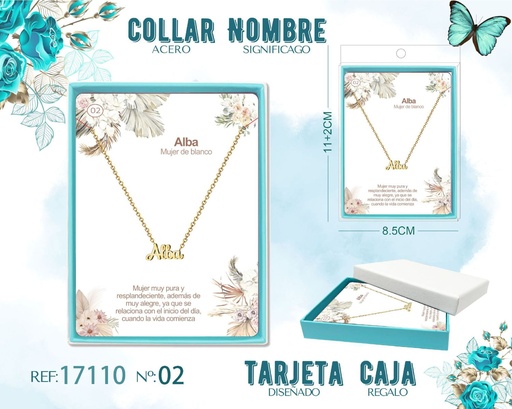 [17110] Collar de acero dorado con nombre Alba - Joyas personalizadas