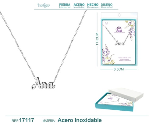 [17117] Collar de acero plateado con nombre Ana - Joyas personalizadas