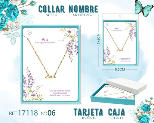 [17118] Collar de acero dorado con nombre Ana - Joyas personalizadas