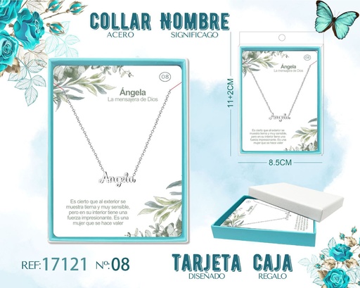 [17121] Collar de acero plateado con nombre Angela - Joyas personalizadas