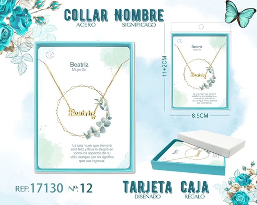 [17130] Collar de acero dorado con nombre Beatriz - Joyas personalizadas