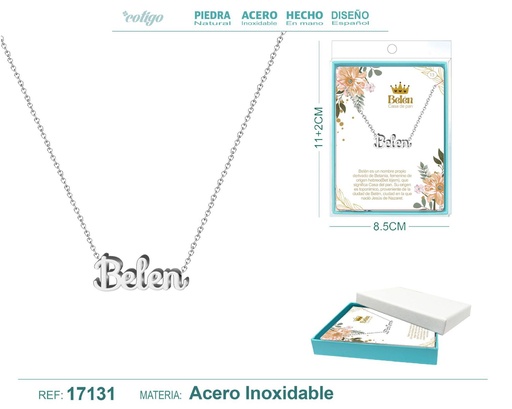 [17131] Collar de acero plateado con nombre Belen - Joyas personalizadas