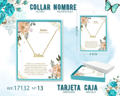 [17132] Collar de acero dorado con nombre Belen - Joyas personalizadas