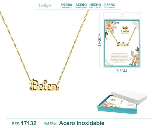 [17132] Collar de acero dorado con nombre Belen - Joyas personalizadas