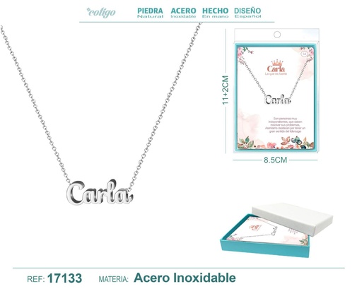 [17133] Collar de acero plateado con nombre Carla - Joyas personalizadas