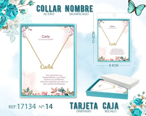 [17134] Collar de acero dorado con nombre Carla - Joyas personalizadas