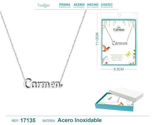 [17135] Collar de acero plateado con nombre Carmen - Joyas personalizadas