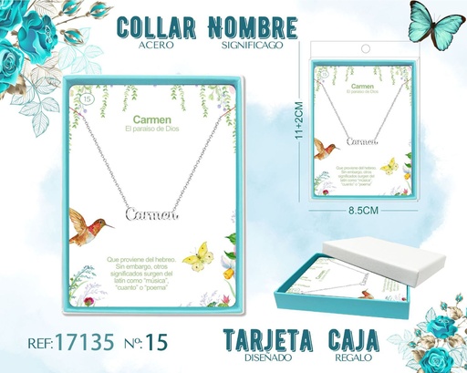 [17135] Collar de acero plateado con nombre Carmen - Joyas personalizadas