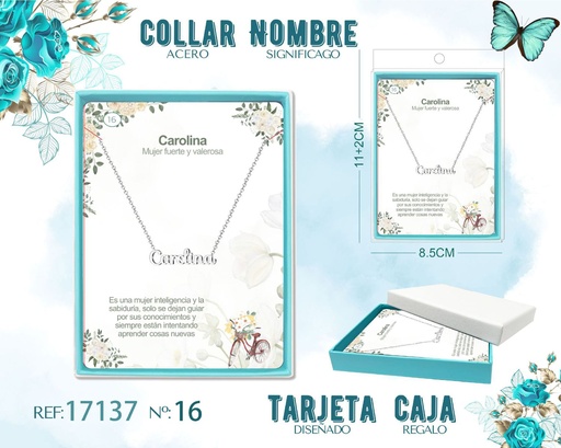 [17137] Collar de acero plateado con nombre Carolina - Joyas personalizadas