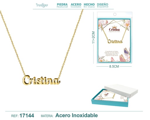[17144] Collar de acero dorado con nombre Cristina - Joyas personalizadas