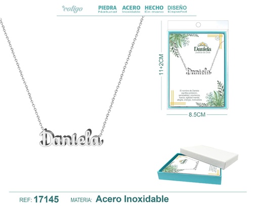[17145] Collar de acero plateado con nombre Daniela - Joyas personalizadas