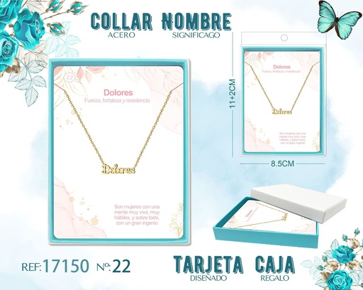 [17150] Collar de acero dorado con nombre Dolores - Joyas personalizadas