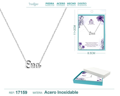 [17159] Collar de acero plateado con nombre Eva - Joyas personalizadas
