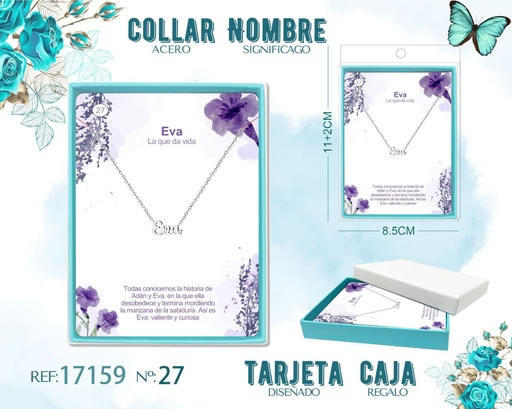 [17159] Collar de acero plateado con nombre Eva - Joyas personalizadas