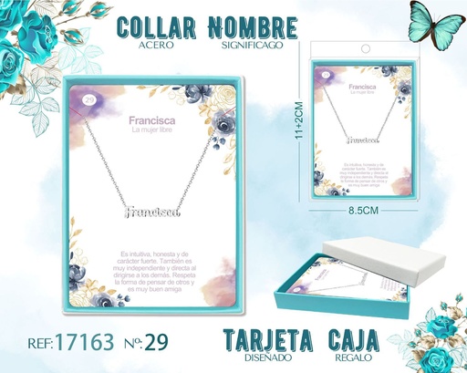 [17163] Collar de acero plateado con nombre Francisca - Joyas personalizadas