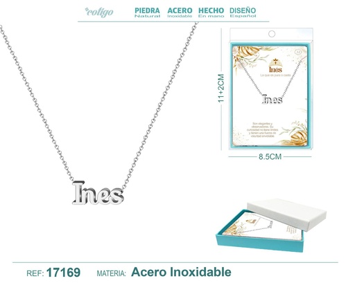 [17169] Collar de acero plateado con nombre Ines - Joyas personalizadas