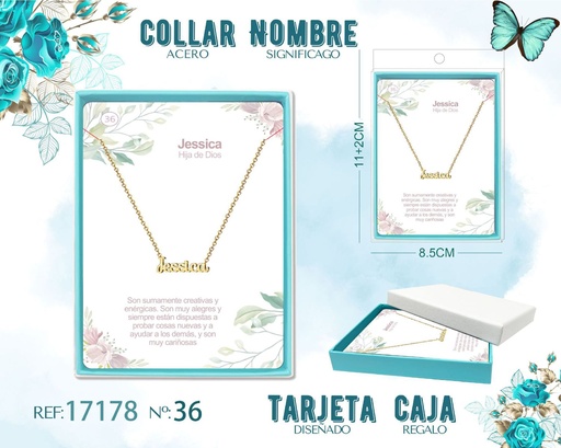 [17178] Collar de acero dorado con nombre Jessica - Joyas personalizadas