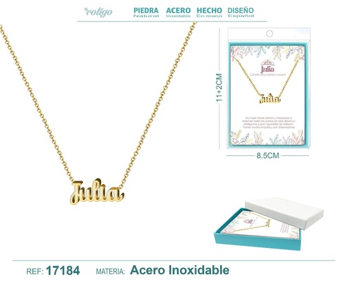 [17184] Collar de acero dorado con nombre Julia - Joyas personalizadas