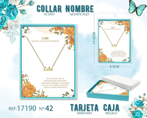 [17190] Collar de acero dorado con nombre Lola - Joyas personalizadas