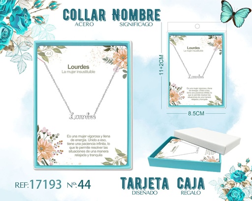 [17193] Collar de acero plateado con nombre Lourdes - Joyas personalizadas