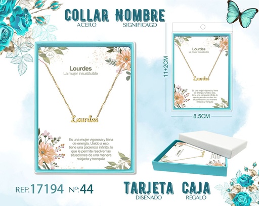 [17194] Collar de acero dorado con nombre Lourdes - Joyas personalizadas