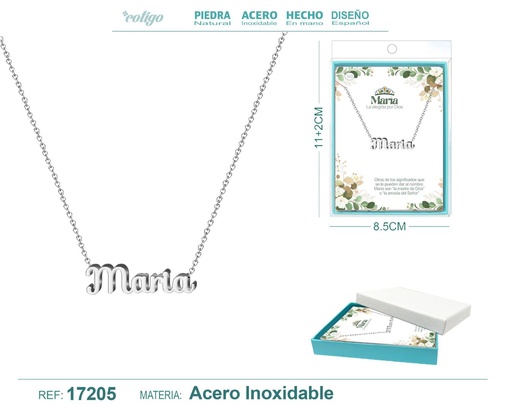 [17205] Collar de acero plateado con nombre Maria - Joyas personalizadas